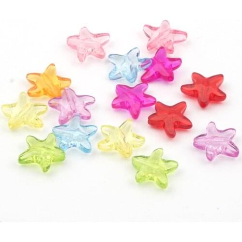 50pcs/lot Mixed Color Transparent Starfish Beads Loose Spacer Acrylic Beads for Jewelry Making Bracelet Charms Diy Accessories