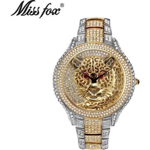 Miss Fox Mens Watches Top Brand Luxury Tiger Men Watch Quartz Contracted Choque Casual Genuine Silver Gold Wrist Watch For Men