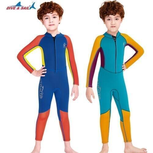 Kids Wetsuit, 2.5mm Neoprene Thermal Swimsuit, Full Wetsuits for Girls Boys and Toddler, Long Sleeve Wet Suits for Swim Surf