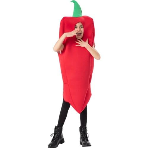 Snailify Children Pepper Jumpsuit Vegetable Chili Costume For Kids Carnival Party Fancy Dress Halloween Christmas Purim Outfits