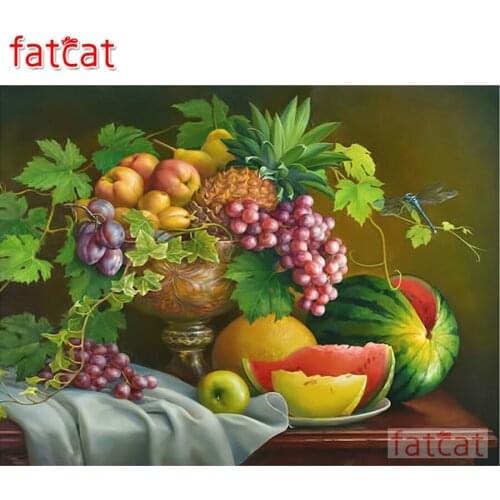FATCAT Still life fruit 5d diy diamond painting full square round drill diamond embroidery kits wall decoration AE2908