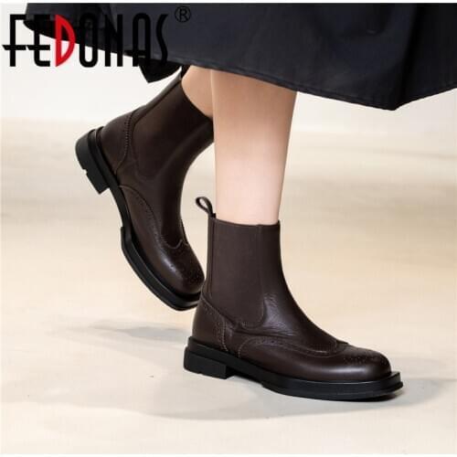 FEDONAS 2020 Fall Shoes Women Ankle Boots With Heels Genuine Letaher High Heels Boots Boots Party Office Lady Shoes Woman
