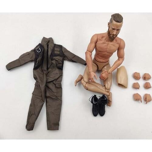 12'' Action Figure Costume Head Sculpture Combat Boots 1/6 Scale F14/F15 Male Pilot Costume Uniform Clothes As A Gift Collection