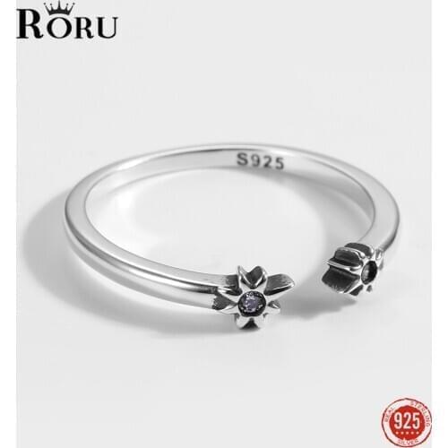 S925 Sterling Silver Oxidized Ring White Zircon Starlight Opening Rings Fine Jewelry Gift for Women Exquisite Trendy Rings