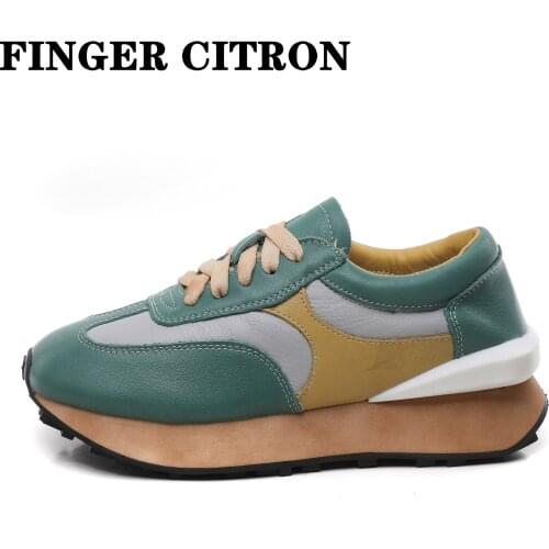 Finger Citron Women Loafer Casual Shoes Genuine Cow Leather For Spring And Autumn Round Toe EVA Rubber By Handmade Size:35-40