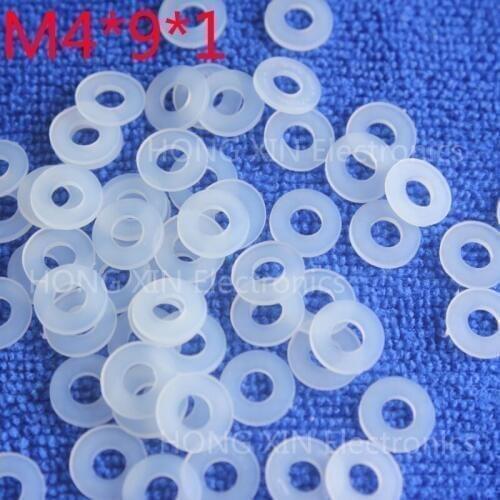 M4*9*1 White 100pcs Nylon Washer Plastic Flat Spacer Washer Thickness circular round Gasket Ring High Quality circular