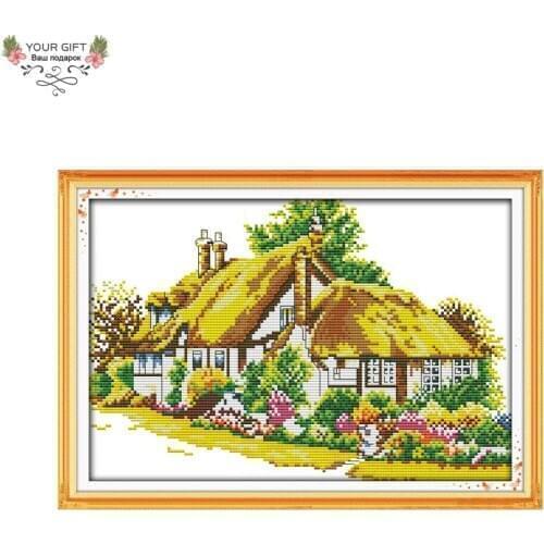 F704(3) Counted and Stamped Home Decoration Country Cabins Needlework Needlepoint Embroidery Cross Stitch kits
