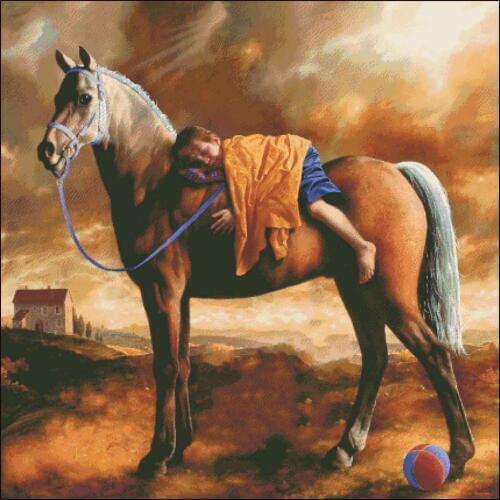 Embroidery Cross Stitch Kits Needlework The Horse Boy Crafts 14CT Canvas Counted Unprinted People DIY Arts Handmade Decor