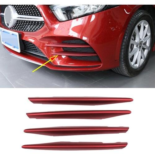 Matte Red ABS Stickers Front Fog Lamp Strips Intake Grille Slats Trim for Mercedes Benz A Class W177 A180 A200 2019 Accessories