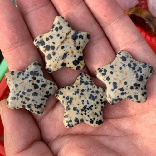 Natural Sesame stone Jasper Quartz Crystal Carved pentagram Healing