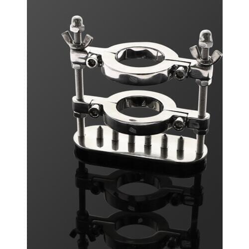 Stainless Steel Double Rings Scrotum Pendant Ball Crusher Ball Stretcher Spiked Chastity Device Bdsm Sex Toys for Men Cock Ring