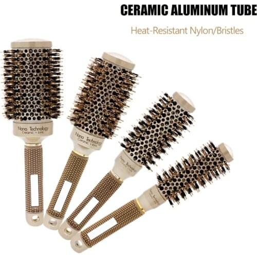 New 1pc/4pcs Hair Comb Brush Nano Hairbrush Ceramic Ion Round Barrel Comb Hairdressing Hair Salon Styling Tool