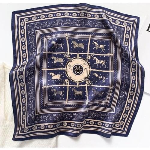 KOI LEAPING New fashion horse printing Small square scarf female silk summer neck sunscreen wild temperament suit scarf