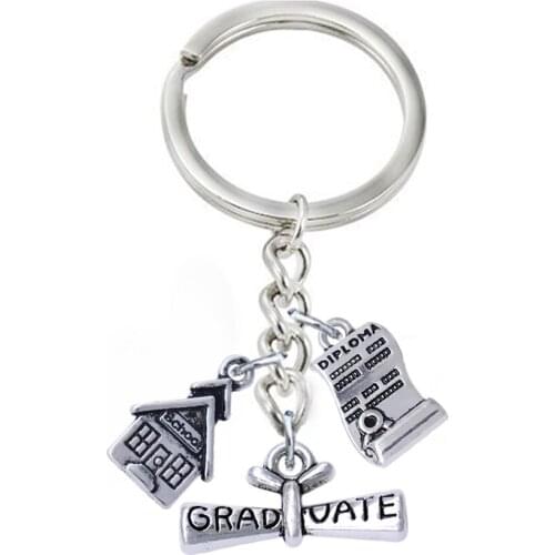 New pop graduation souvenir metal Dr. cap diploma pendant keychain for school classmates gift jewelry key holder