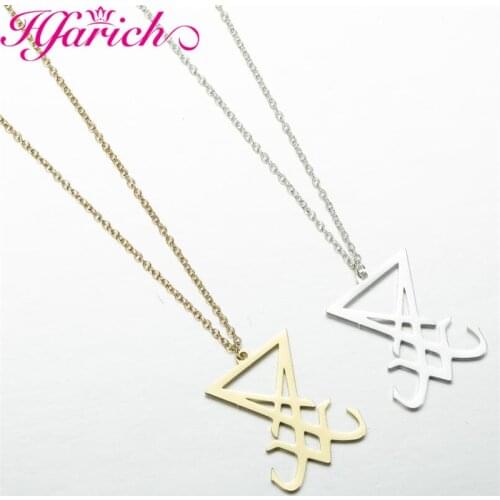 Sigil Church of Satan Stainless Steel Necklace Men Seal of Lucifer LaVey Hidden Devil Jewelry Sweater Chain Necklace Accessories