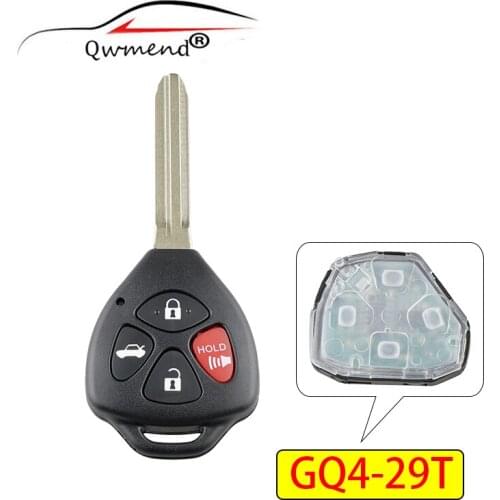 QWMEND GQ4-29T Car Remote Key for Toyota Avalon Corolla Matrix Venza 4 Buttons 314Mhz G or 4D67 Chip for Toyota Car Key