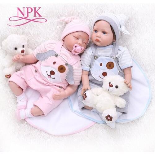 55CM bebe realistic reborn twin baby doll sleeping/awake lifelike soft silicone real touch weighted body rooted hair