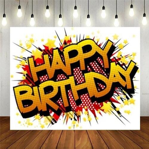 Photo Studio Props Vinyl Photography Backdrop For Kids Happy Birthday Party Abstract Explosion Comic Book Style Background