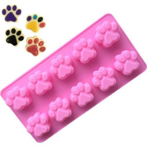 Silicone Non Stick Cake Bread Mold Chocolate Mould Home Kitchen Baking Tool 10 Cavity Paw Print DIY Silicone Cake Mould SN1380