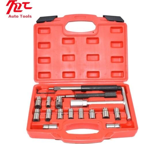 Injector Remover 17Pcs Diesel Injector Seat & Cleaner Carbon Remover Seat Tools Cutter Milling Cutter Set Universal Car Tool Kit