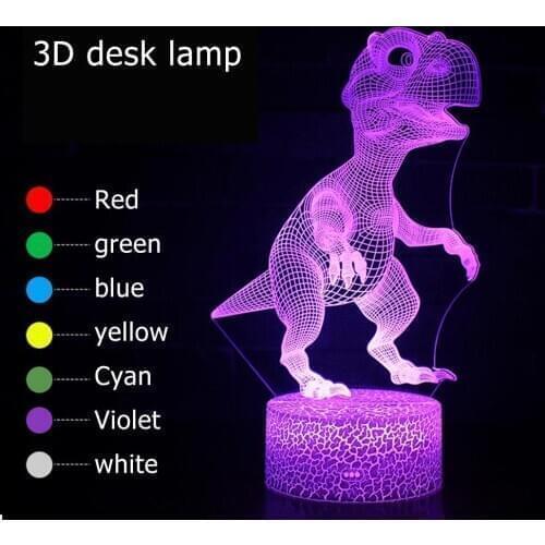 Halloween 3D Dinosaur LED Lamp 7 Colors Touch Control Night Light Kids Gifts Living Room Bedroom Table Decoration