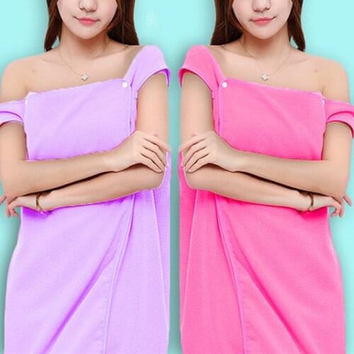 [ONLY FOR ISRAEL USER]Microfiber Wearable Bath Towels 138x80cm Soft Water Absorption Women Button Beach Towel Wrap Bath Skirt