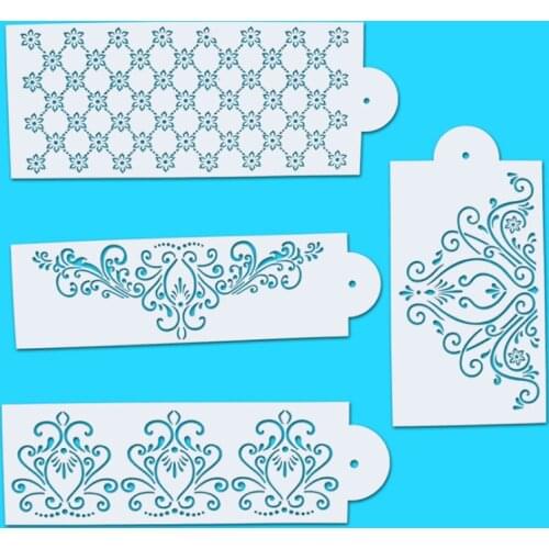 4pc Beautiful Pattern Cake Stencil DIY Walls Layering Painting Template Decor Scrapbooking Embossing Supplies