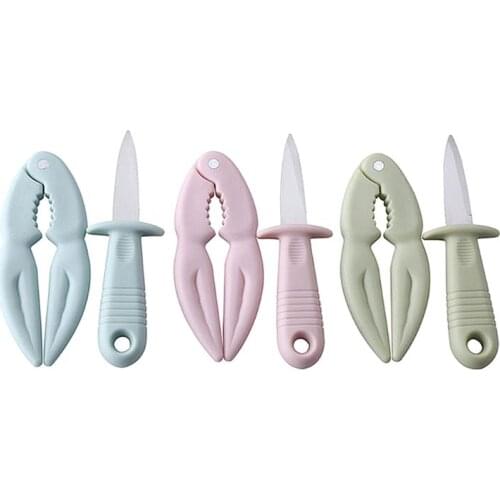 2pcs/set Oyster Knife Sharp-edged Lobster Crab Calmp Pliers Shell Seafood Opener Tool Kit Multifunction Kitchen Utility Tools