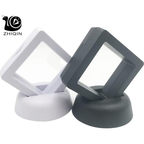 Jewelry Display Box Ring Earring Ancient Coin Display Protect Stand Holder Box Jewelry Floating Presentation Case 50*50mm