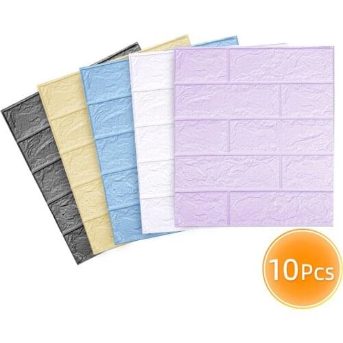 3d Brick Wallpaper Waterproof Waterproof Contact Paper Doors for Living Room Bedroom Background Foam Wall Decoration