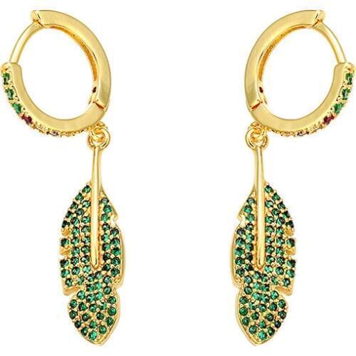 2019 buckle ornaments colorful leaf shape eardrop long cz bar skinny bar classic minimal charming earrings Party Jewelry Gift