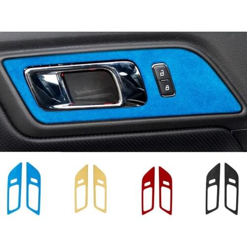 Suede warp Car Interior Moulding Door Handles Panel Cover Door Bowl Stickers Decals For Ford Mustang 2015~2020 Accessories
