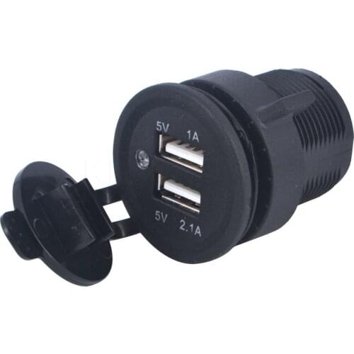 Motorbike Phone Charger Dual USB Outlet 5V 2.1A Waterproof Charging Adapter Motorcycle Cigarette Lighter Power Supply Socket
