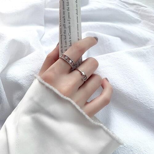 Moon Star Rings For Women Teen Girls Adjustable Opening Female Fashion Personality Trendy Student Party Lady Jewelry BOYULIGE