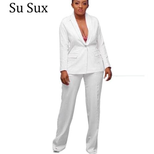 Office Lady Blazer Suits Tracksuit Women 2 Piece Set Solid Outfits Long Sleeve Blazer Top and Long Pants Sets Vestidos Autumn