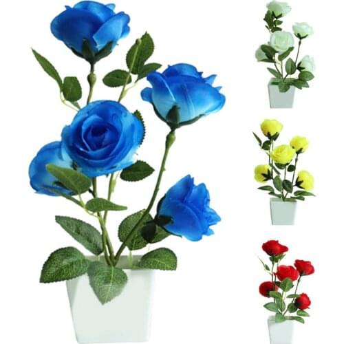 1 Set Artificial Potted Plant Ornamental Charming Plastic Easy to Maintain Simulation Rose Flower for Balcony Bonsai in Pot