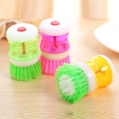 1 Pcs 8.5*6.5cm Creative High Quality Plastic Kitchen Washing Utensils Pot Dish Brush With Washing Up Liquids Soap Dispenser