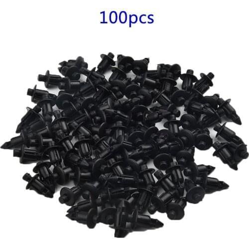 100pcs Car 6mm Black Panel Rivet Fasteners Push Pin Clips Kit Plastic For Suzuki GSXR Interior Accessories Car Cilps