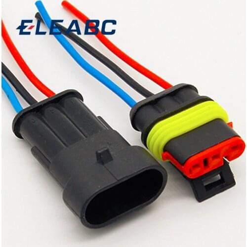 3 Pin Way Sealed Waterproof Electrical Wire Connector Plug Set auto connectors with cable