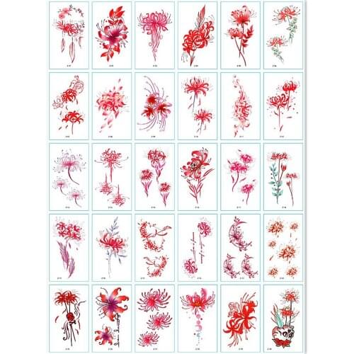 30PCS death flower Fashion Women Girl boys Temporary Tattoo Sticker Full Flower Arm Body Art Big Large Fake Tattoo Sticker