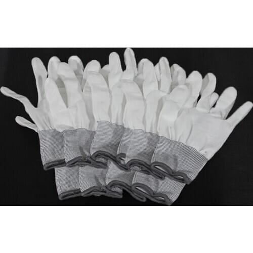 5 Pairs Thin White Nylon Gloves Glue Dipping Coated Palm Electronic Anti-static Dust-free Gloves Protect
