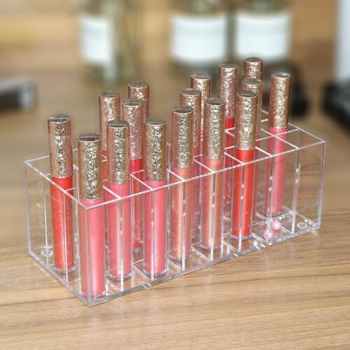 Acrylic Lip Gloss Holder 24 Slots Lipstick Box Display Stand Sundry Storage Box Cosmetic Makeup Organizer Holder