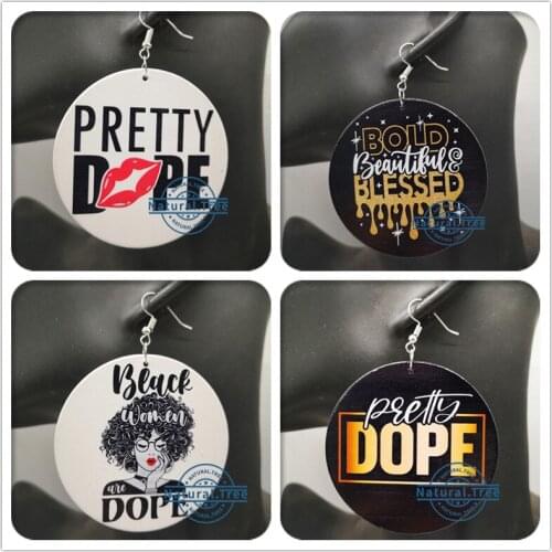 Free Shipping! Round Wooden Pretty Dope Earrings