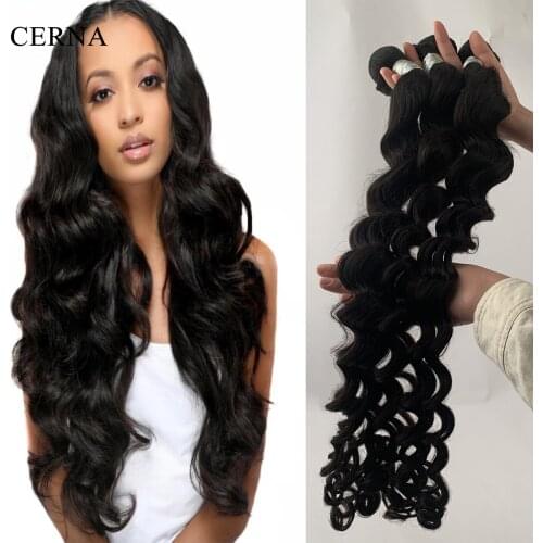 Cerna Exotic Wave 26 28 30 32 34 36 38 40 inches 100% Human Virgin Hair Bundles Hair Weave Bundles Wavy Hair Extensions Natural