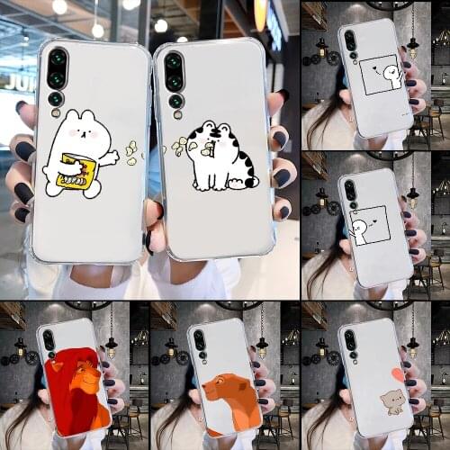 Best Friends Cartoon Couple Lovers Phone Case Transparent For Huawei P Mate P10 P20 P30 P40 10 20 Smart Z Pro Lite 2019