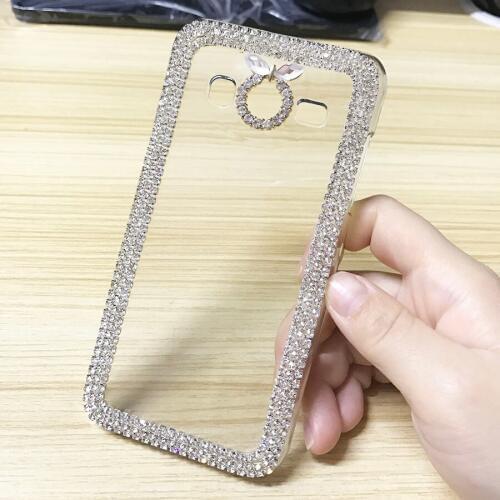 High Quality Rhinestone Luxury Hot 3D Cases For Samsung Galaxy J1 2016 J2 J3 J5 J7 A5 A7 Hard Transparent Back Cover Phone Shell