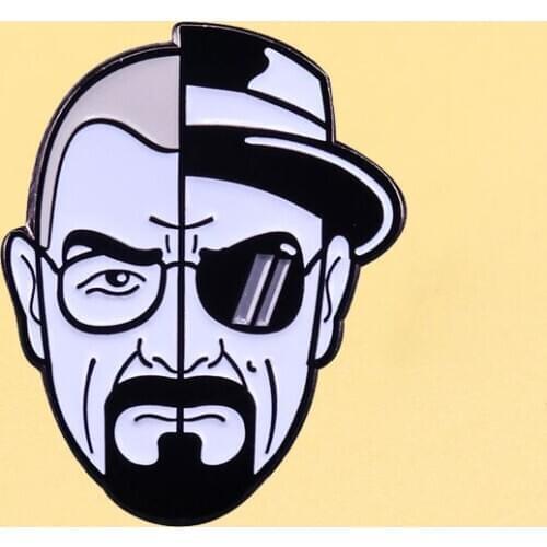 Breaking Bad Split Walter White Enamel Pins Cute Metal Cartoon Brooch Men Women Fashion Jewelry Gifts Anime Movie Lapel Badges
