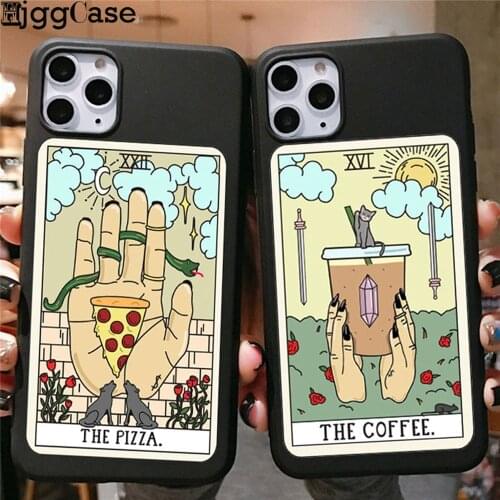 Aesthetic Art pizza coffee black silicone Phone Case For iPhone 11 12 Pro Max X XS MAX XR 6 6s 7 8 Plus SE 5 5s soft TPU Cover