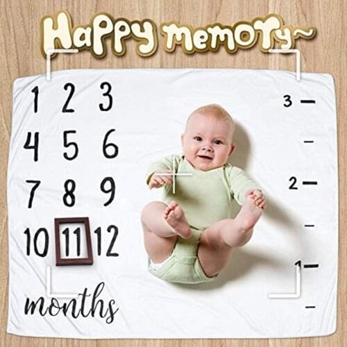 Baby Growth Monthly Blanket Photo Shoot Milestone Photography Accessories Number Background Kids Swaddle Stroller Wrap Bedding