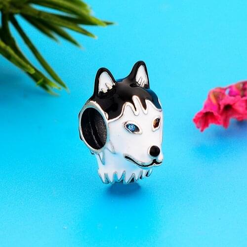 FC Jewelry Fit Original Charm Bracelet 925 Sterling Silver Heterochromia Husky Dog Bead For Making Women Berloque 2021